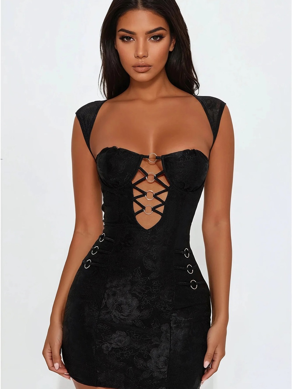 Fashion Nova Black Lace-Up Bodycon Mini Dress
